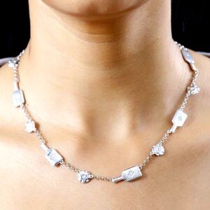 Elegant White Zircon Silver Pickleball Necklace